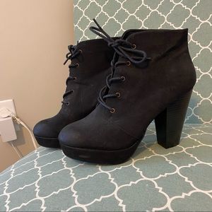Black Suede Platform Booties